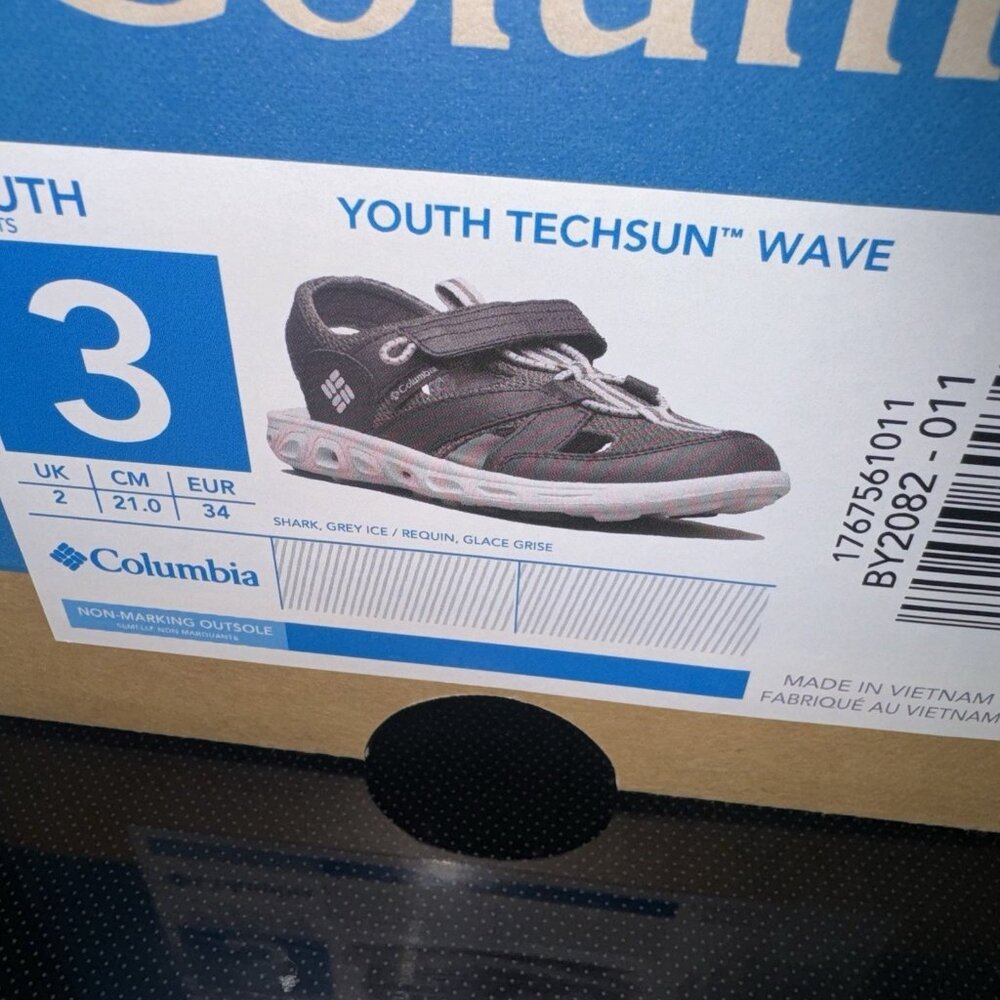 Columbia 3Y Youth Techsun Wave Closed Toe Sandals Gray - Picture 6 of 6